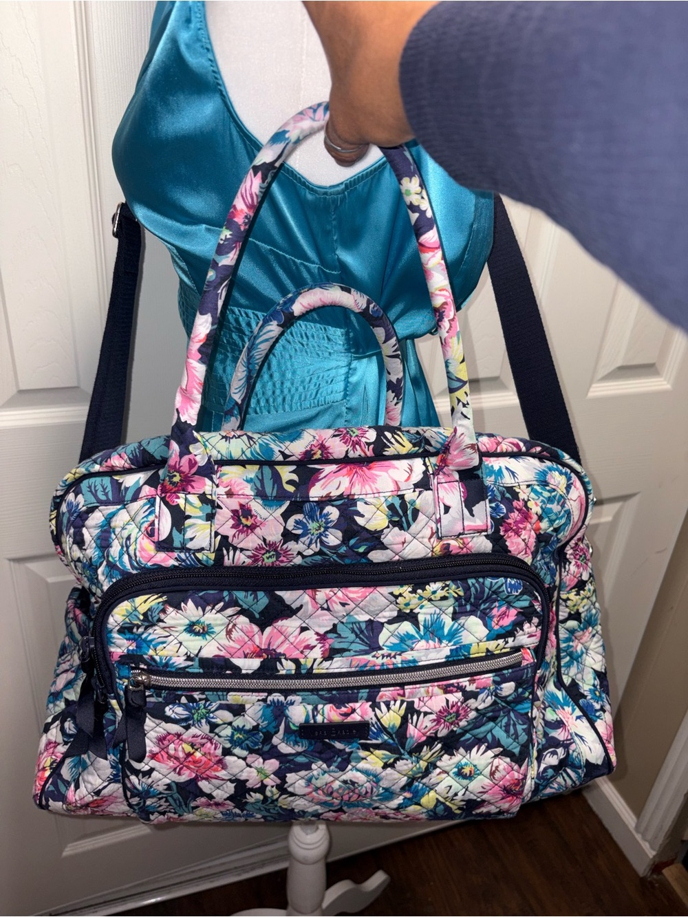 Vera Bradley Floral Quilted Travel Tote - Navy & Pink